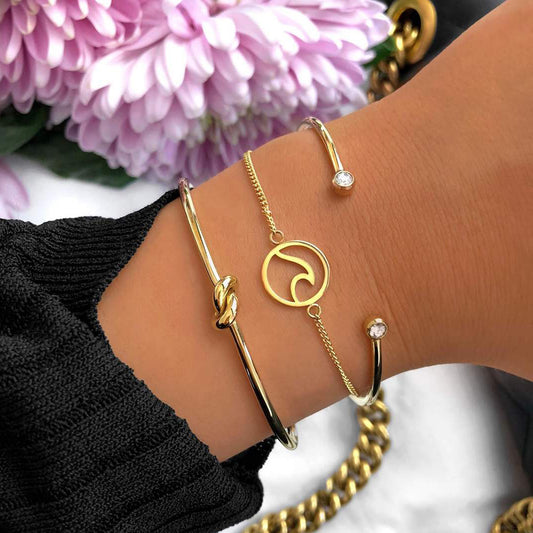 Womens Geometric Wave Knotted Bracelet Alloy Fashion Bangle Jewelry Packed Gift Diamond Design Tourism Commemorative