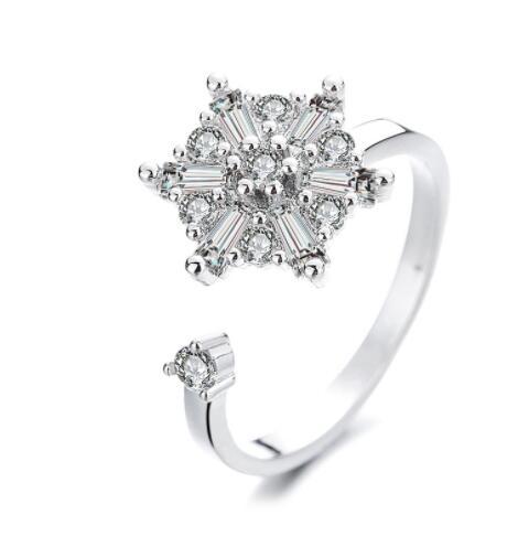 Spinner Ring For Women Flower Bee Elegant Adjustable Stress Release Accessory Gothic Jewelry Trendy Ideal Gift