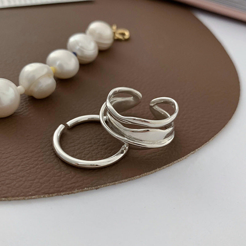 Women Adjustable Fashion Ring Elegant Personalized Geometric Copper Ring With 14K Gold Plating Textured Finish