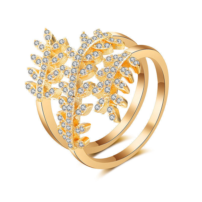 Copper Ring With Zircon Inlay Geometric Design Gold Plated Jewelry For Women Gift For Her Elegant Gift For All