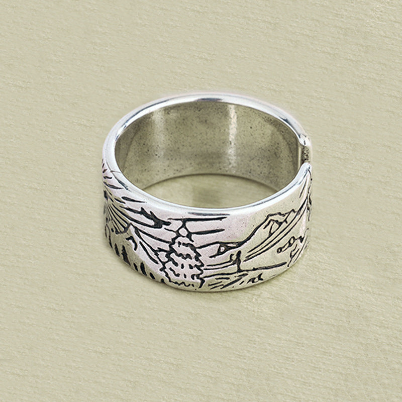 Vintage Mountain River Copper Ring Adjustable Opening With Unique Design Ideal Gift For Him Or Her For All Day