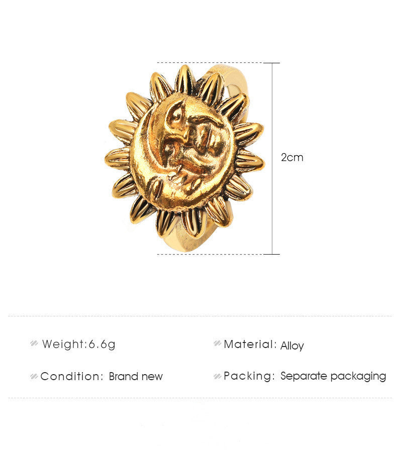 Vintage Abstract Face Ring Geometric Alloy Electroplated Jewelry Fashion Statement Ring With Unique Creative Design