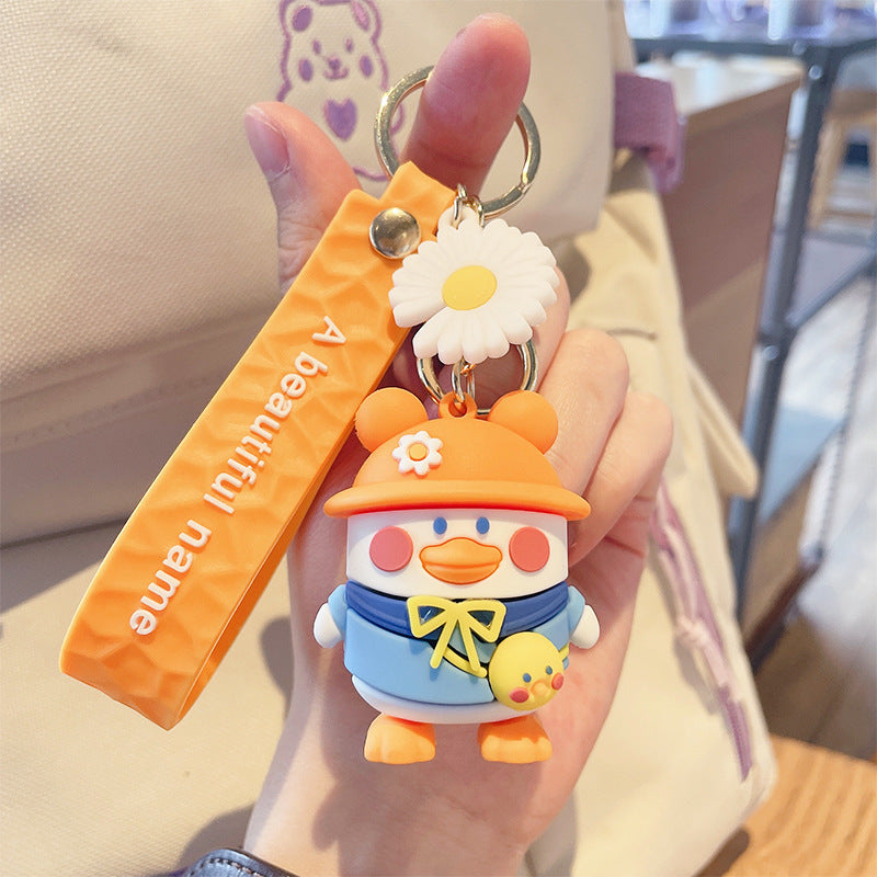 Cartoon Duck Keychain Cute Unisex PVC Pendant Drip Design Durable Plastic Key Accessory For Keys And Bags Gift