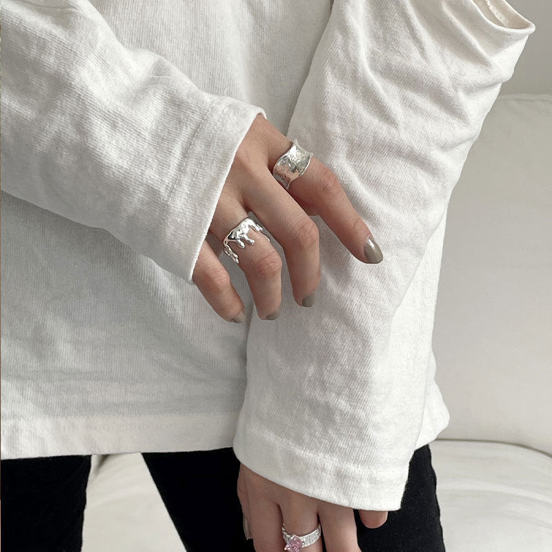 Womens Retro Geometric Water Drop Copper Electroplated Ring Patterned Fashion Jewelry Elegant Gift For Her Now