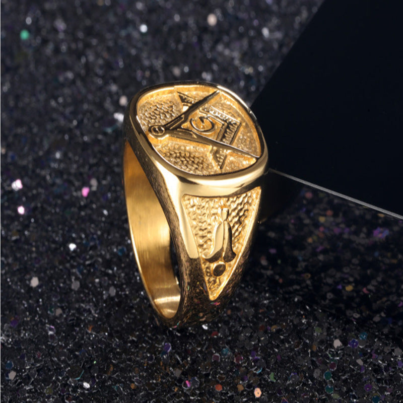 Geometric Electroplated Alloy Ring for Unisex European American Style Punk Rock Jewelry Bold Eye Catching Look