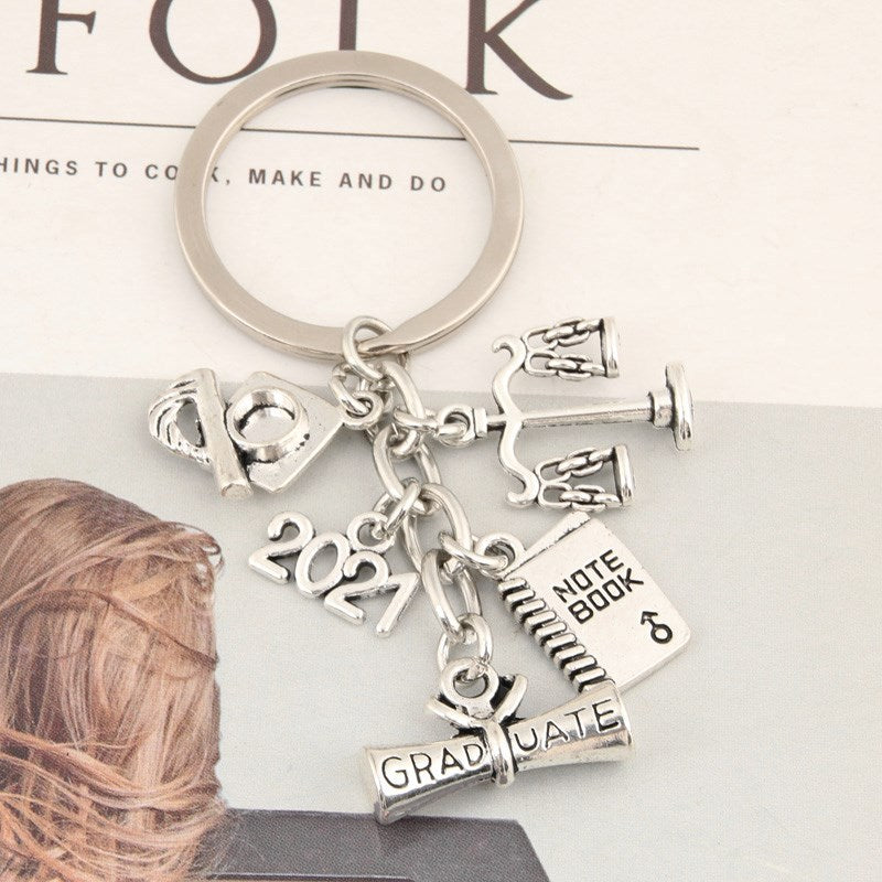 Multifunctional Keychain Tool With Compass Triangle Ruler Calculator Tape Measure Alloy Key Ring Accessories A