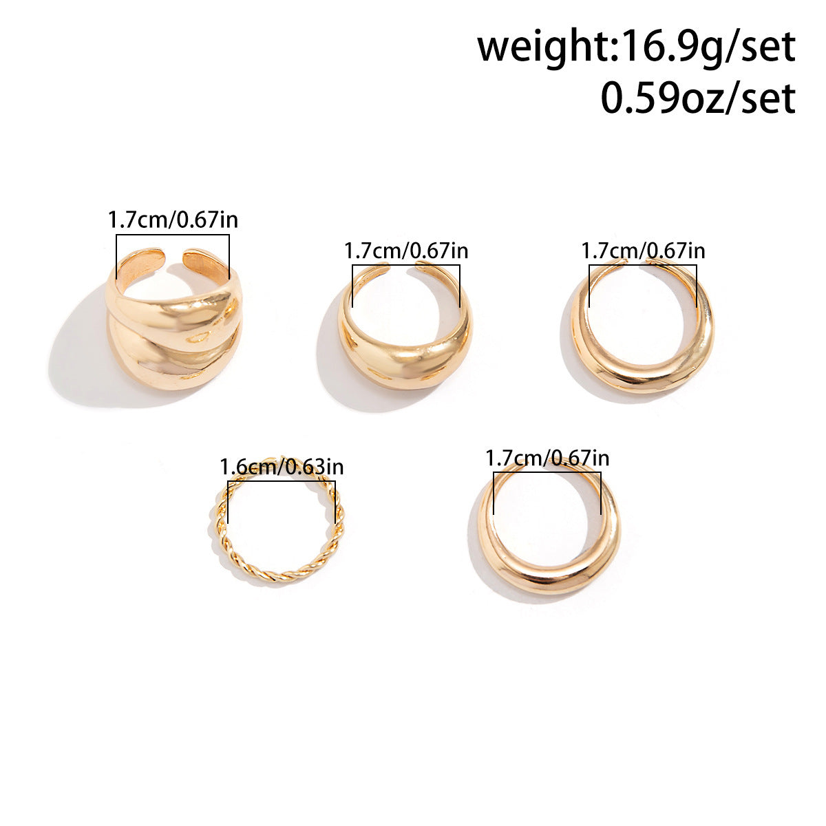 Geometric Water Drop Ring Set For Women Zinc Alloy Plated