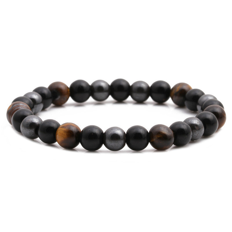Geometric Hematite Bracelet For Men Black Stone Jewelry