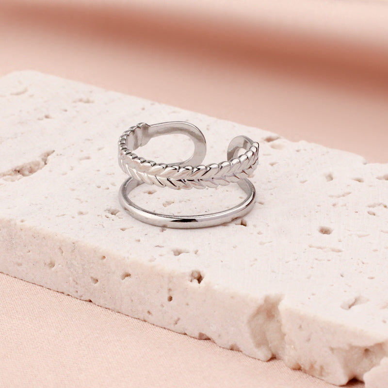 Titanium Steel Adjustable Openwork Ring Vintage Palace Style Geometric Ring For Women Fashion Jewelry Style Edition