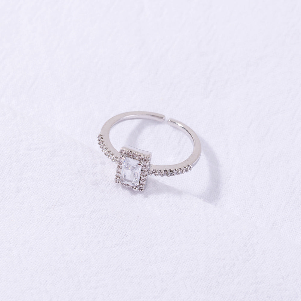 Adjustable Copper Ring With Micro Inlaid Zircon Fashion Jewelry For European And American Style Elegant Daily Wear