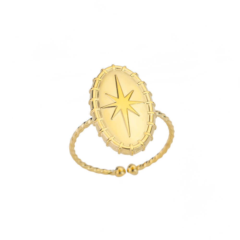 Womens Stainless Steel Ring Adjustable Geometric Open Ring Round Electroplated Jewelry for Women Everyday Wears