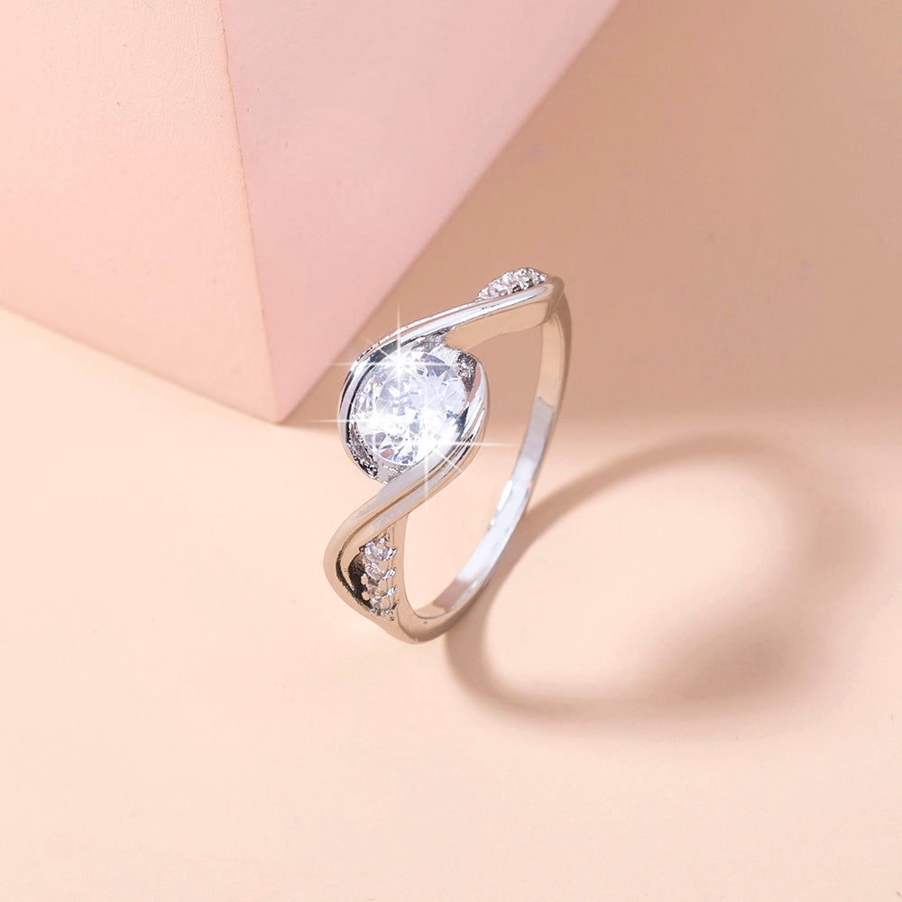 Womens Copper Ring Zircon Inlaid Adjustable European Fashion Jewelry All Match Light Luxury Everyday Chic Gift