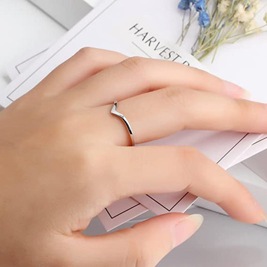 Womens Titanium Steel Ring Electroplated Geometric Ring Irregular Round Tapered Elements Mountain Shape Design