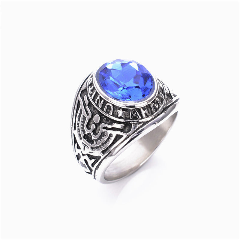 Men's Ring Vintage Titanium Steel Ring Unisex Gem Ring Statement Ring for Men and Women Fashion Ring Band Ring Gift for Him Dad Husband Boyfriend