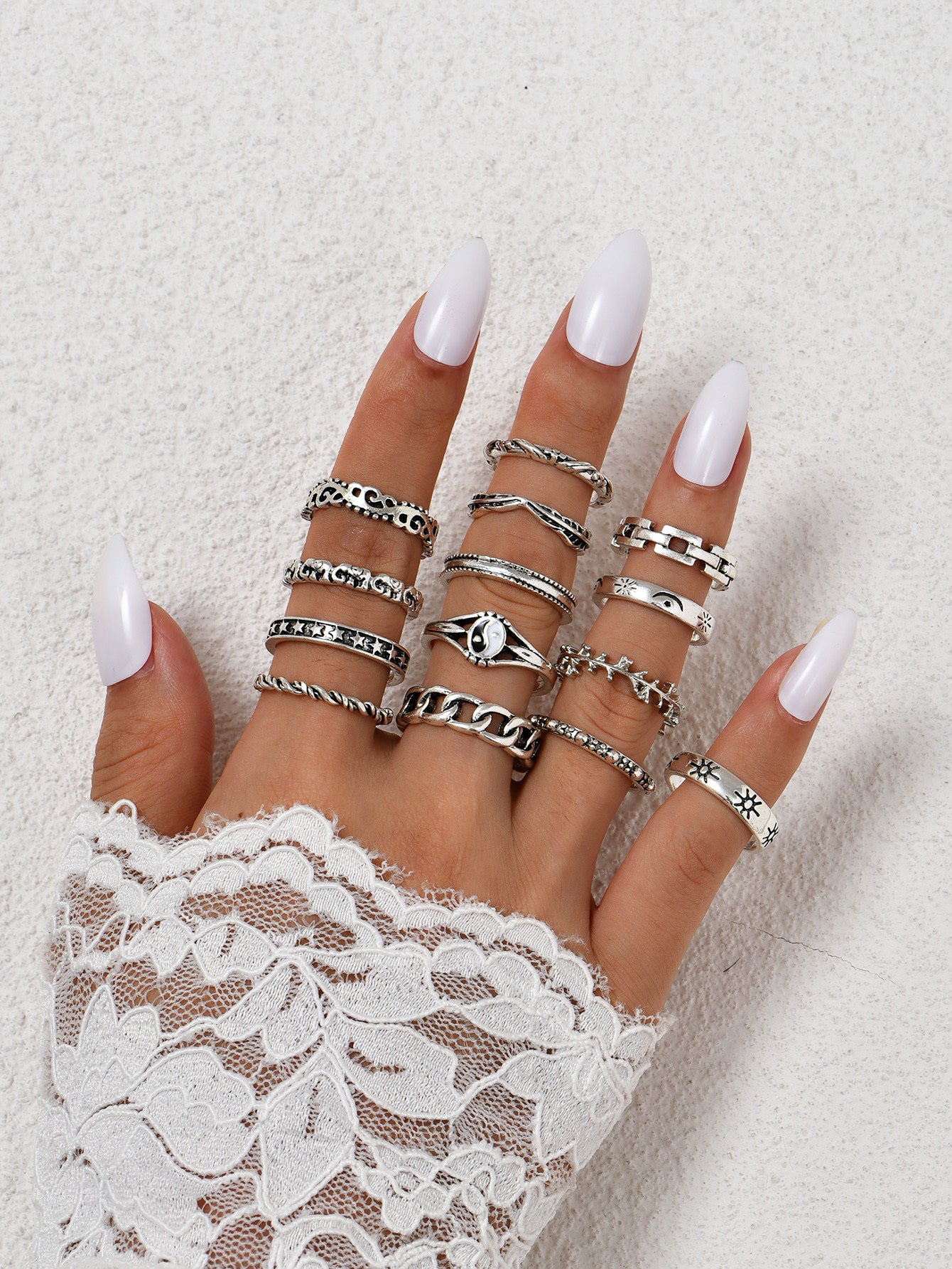 Women Fashion Ring Set Irregular Design Electroplated Zinc Alloy Rings For Everyday Wear Wild Style Everyday Chic