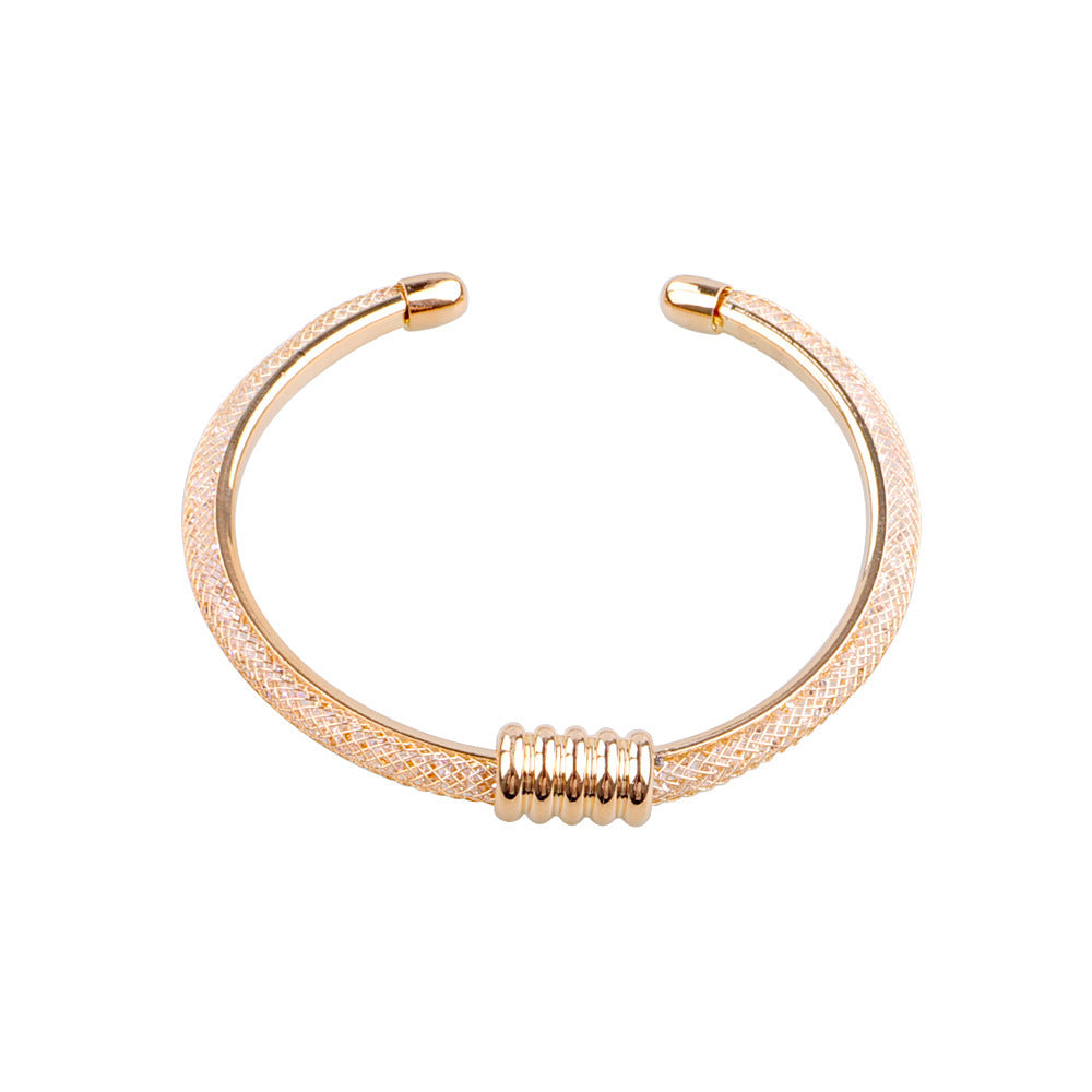 Geometric Hollow Bangle Bracelet Electroplated Alloy Jewelry For Women And Girls Unique Design Elegant Everyday Wear