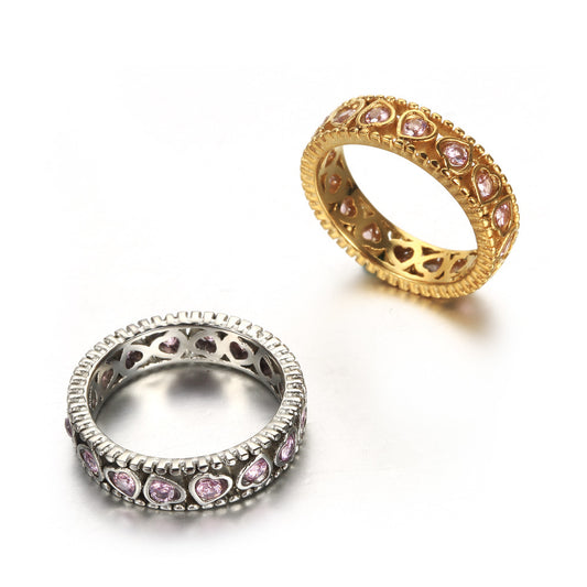 Heart Shaped Titanium Steel Ring For Women Gold Or Silver Fashion Jewelry Size 6 7 8 9 High Polish Finish Ring