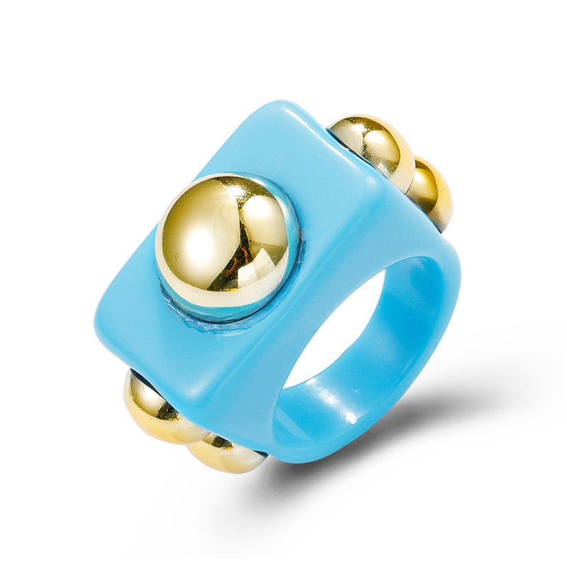 Geometric Resin Ring For Women Acrylic Finger Ring Statement Accessory Exaggerated Design Jewelry Trendy Style