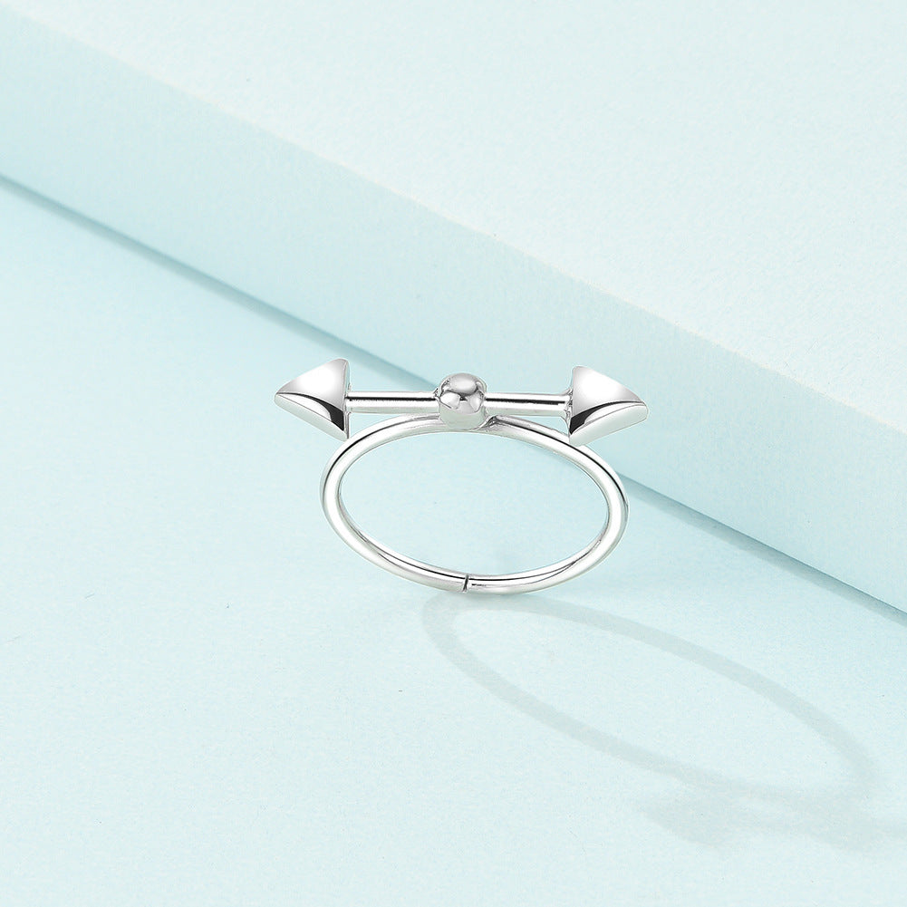 Unisex Arrow Ring Adjustable Opening Geometric Design Alloy Ring White K Finish Fashionable Ring Perfect Gift Idea