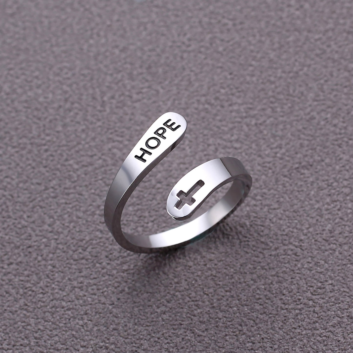 Cross Double Titanium Steel Ring Simple Geometry Silver