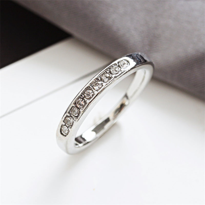 U Shape Diamond Ring for Women Alloy Circle Jewelry
