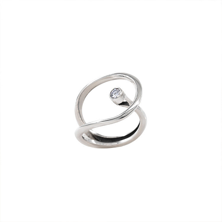 Open Ring For Women Elegant Hollowed Out Design Copper Ring With 925 Sterling Silver Finish Fashion Accessory Jewelry