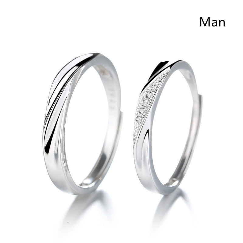 Silver Double Twisted Ring Set For Men And Women Three Groove Band Electroplated Fashion Jewelry Gift Idea New