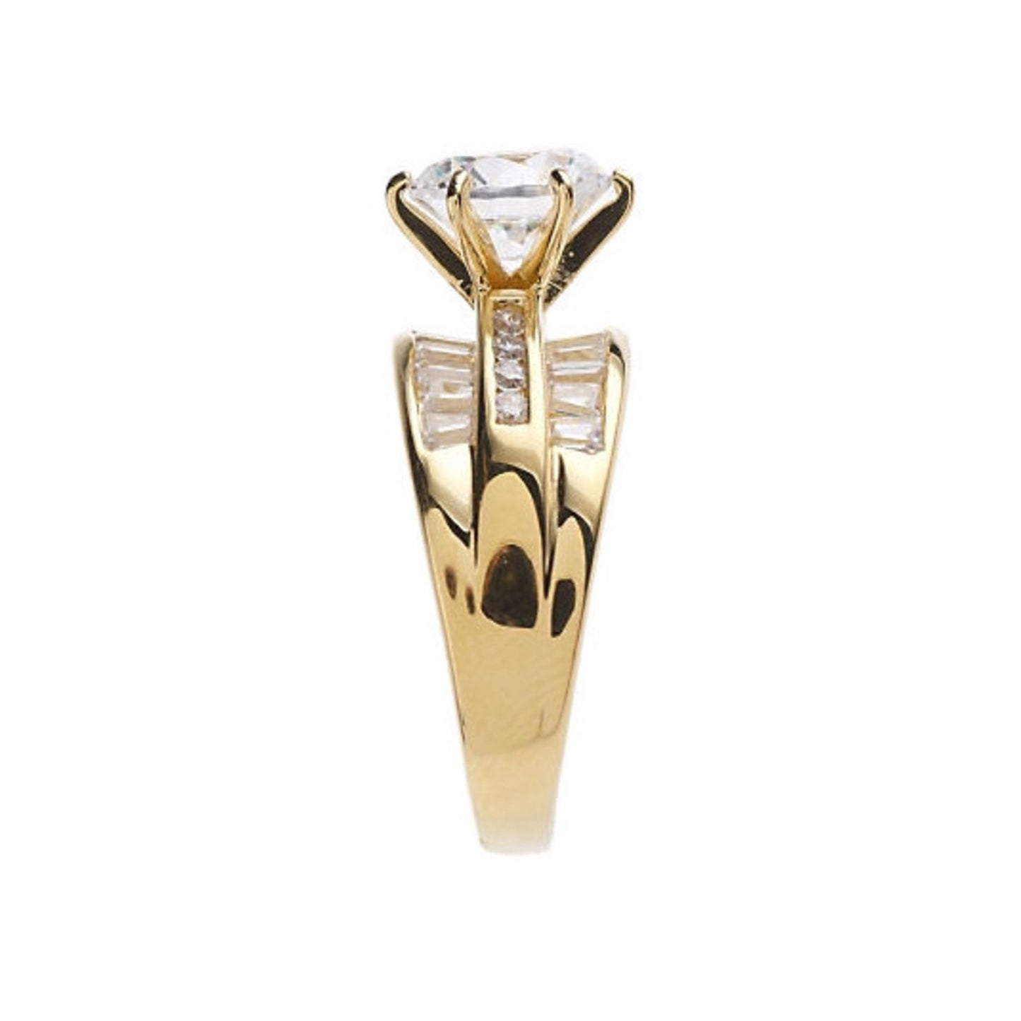 Gold Plated Zircon Ring With Retro Wave Design Copper Jewelry For Women Elegant Accessory European Style Shine