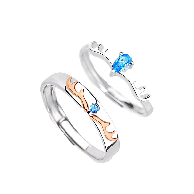 Couple Zodiac Rings for Women and Men Adjustable Opening with Micro Inlaid Zircon Stones 925 Silver Anniversary