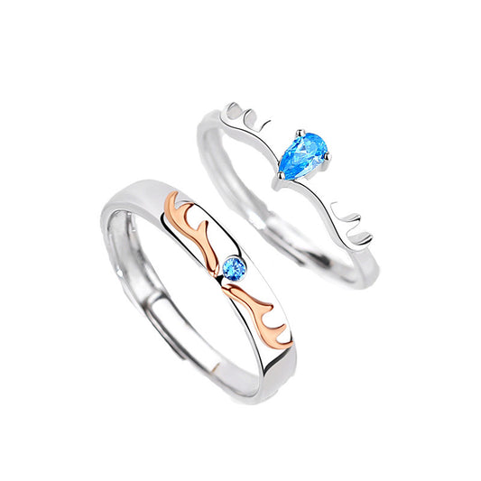 Couple Zodiac Rings for Women and Men Adjustable Opening with Micro Inlaid Zircon Stones 925 Silver Anniversary