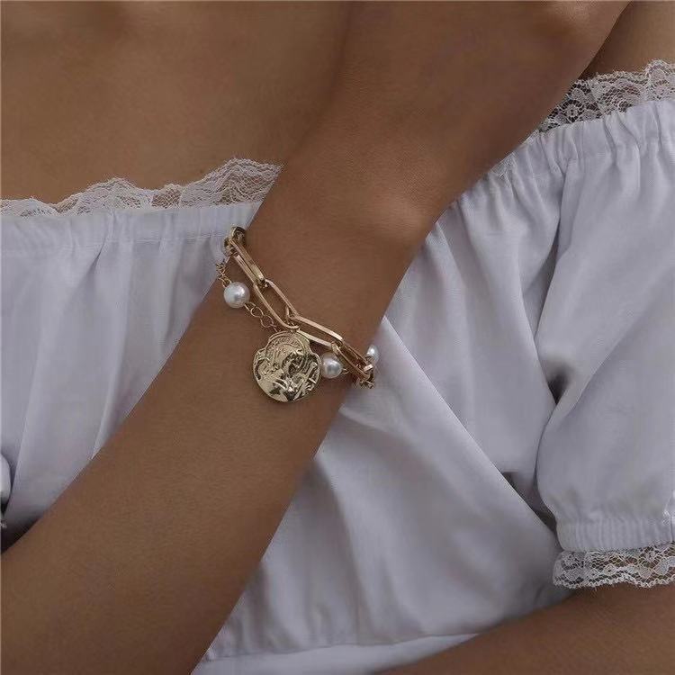 Glossy Alloy Chain Bracelet Set With Ethnic Design And Hollow Metal Elements For Fashion Jewelry Enthusiasts Today