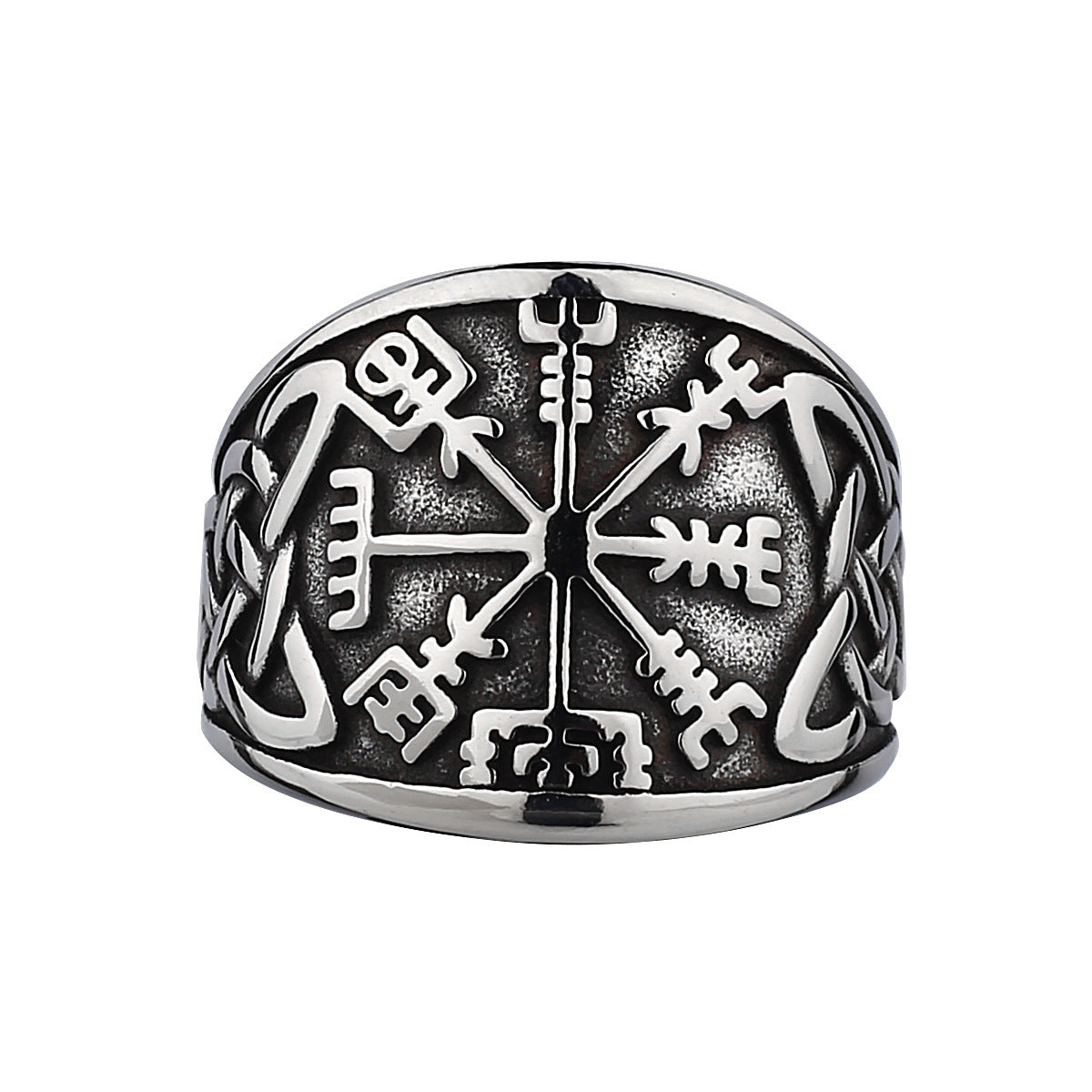 Men Viking Compass Rune Ring Stainless Steel Geometric Fashion Accessory Durable Unique Symbolic Statement Piece