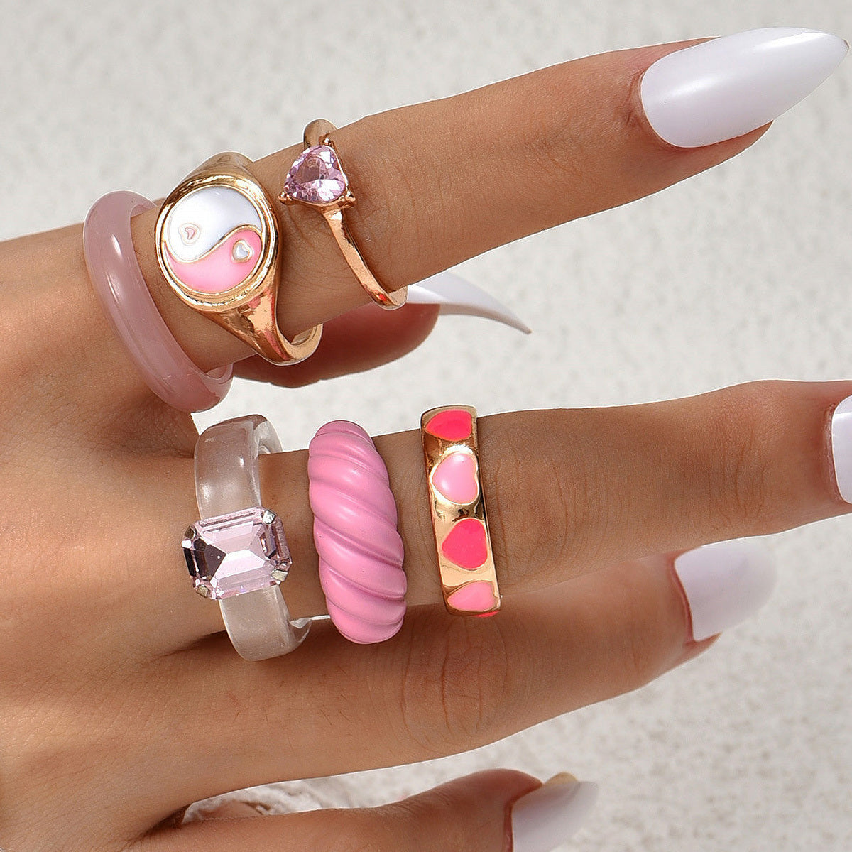 Womens Fashion Ring Set Irregular Zinc Alloy Electroplated Rings For Women Simple Style Jewelry Set Elegant Everyday