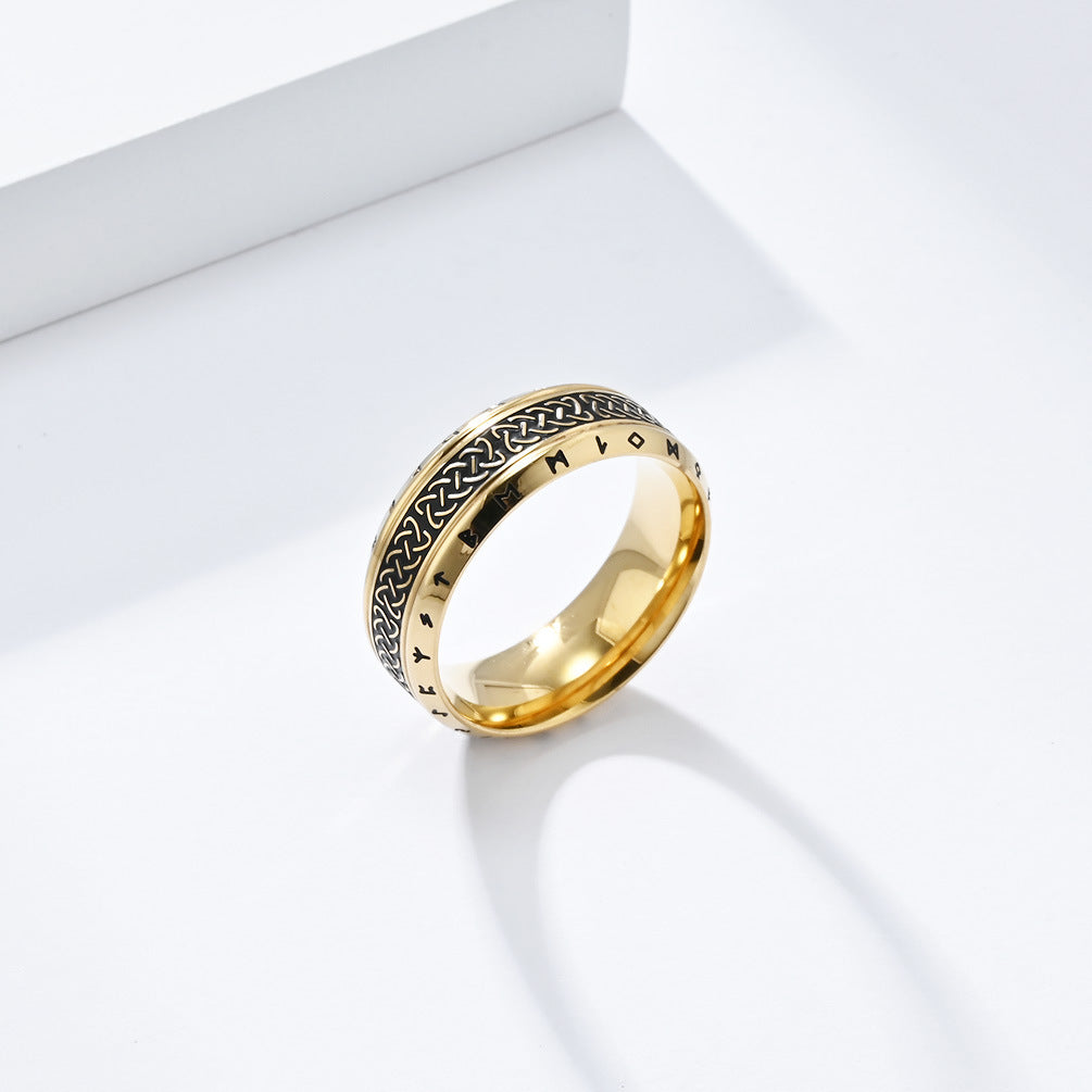 Unisex Titanium Steel Ring Polished Finish Steel Gold Black