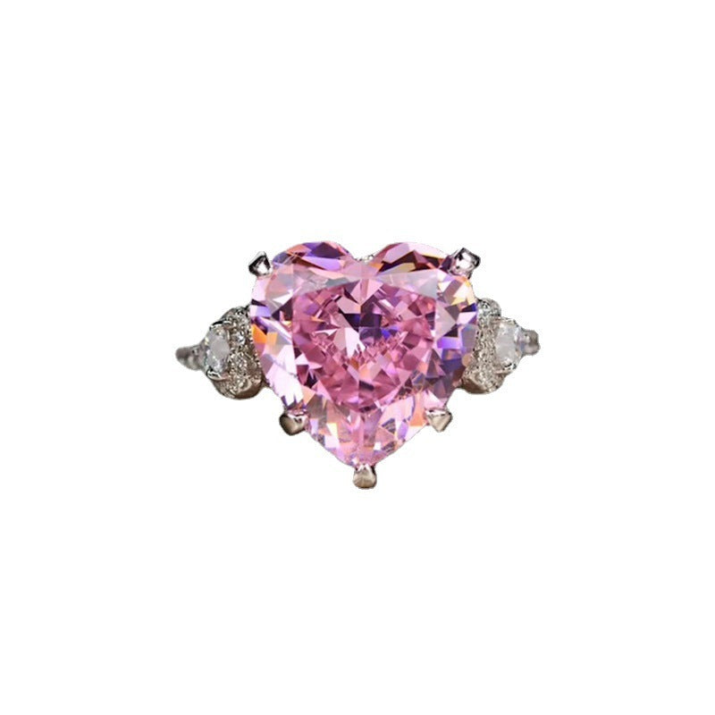 Womens Microset Zircon Diamond Heart Ring Copper Love Jewelry For Her Elegant Daily Wear Special Occasion Gift