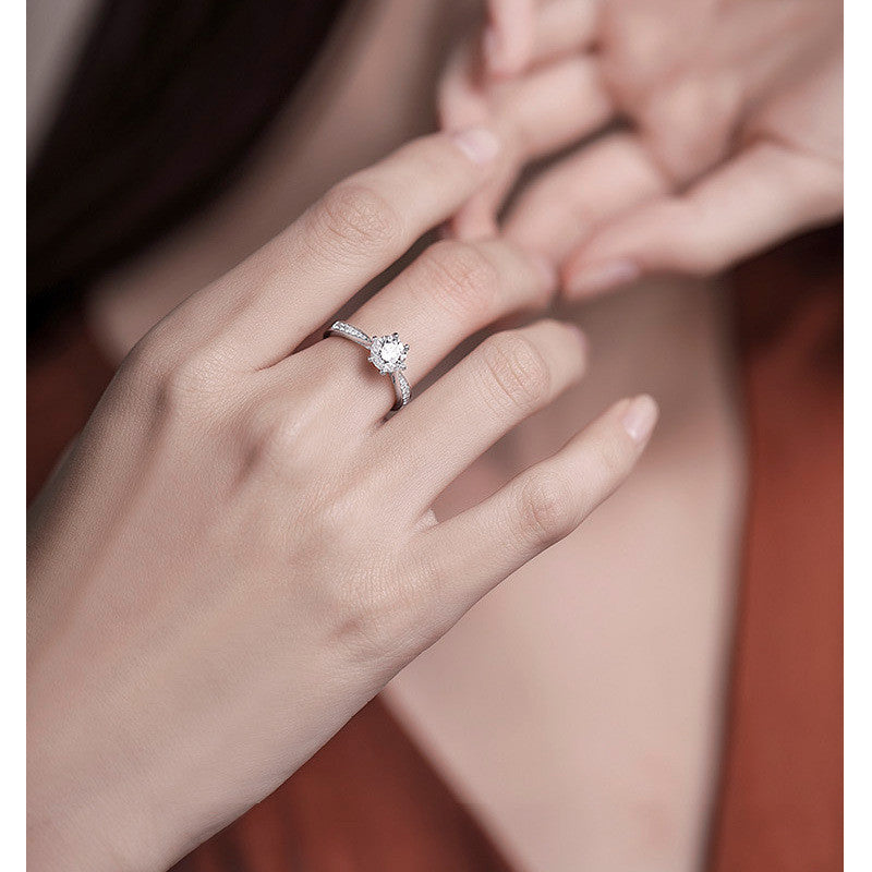 Sterling Silver Star Ring For Women With Simulated Diamond And Zircon Korean Style Adjustable Opening Everyday Wear