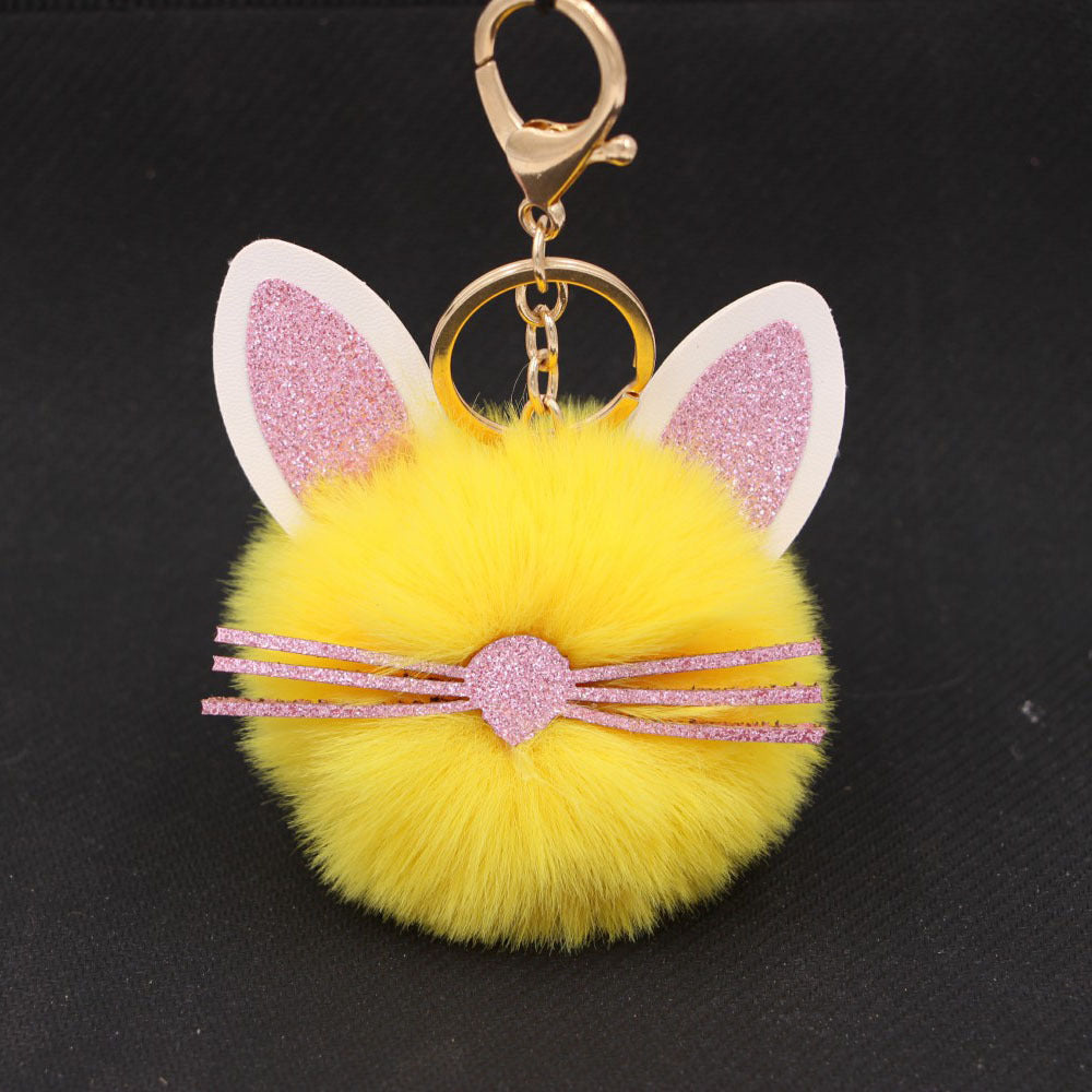 Plush Kitten Keychain Cute Cat Pendant Alloy Key Ring Women Adorable Bag Charm Accessory Trendy Gift Ideas Cat