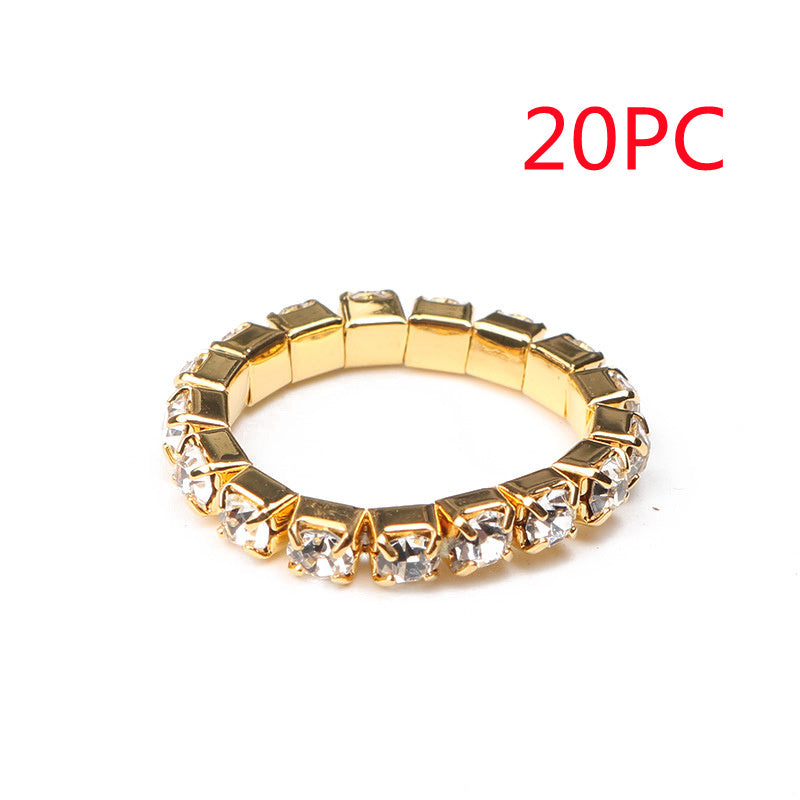 Womens Geometric Diamond Ring Gold And Silver Alloy Ring Fashion Jewelry Elastic Band Ring Wedding Gift Single