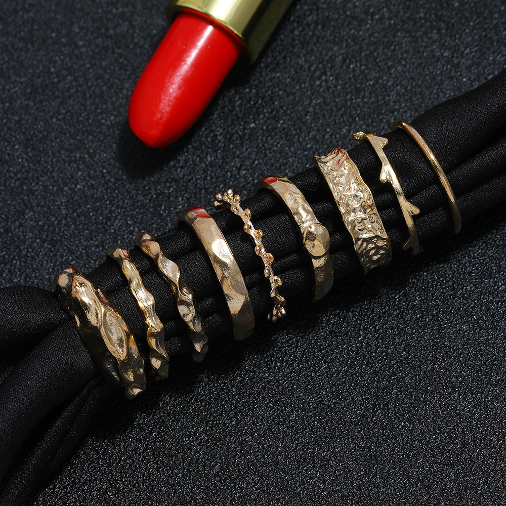 Alloy Hip Hop Ring Set Trendy Fashion Rings for Everyday Wear and Special Occasions Durable Bold Statement Collection