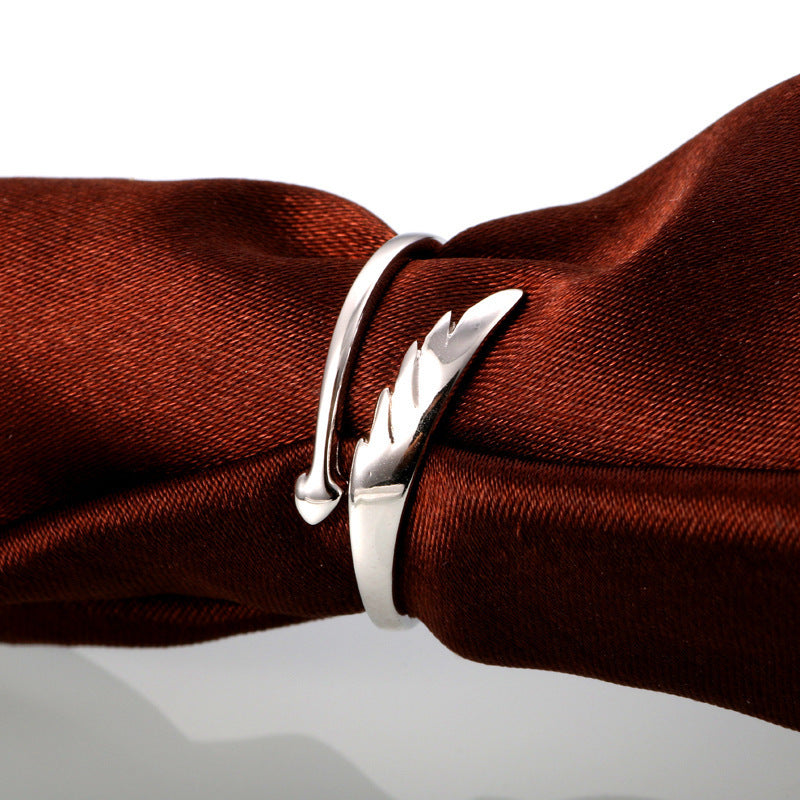 Unisex 925 Sterling Silver Ring with Platinum Plated Angel Wings Design Adjustable Opening National Style Jewelry Individually Packed Ring for Women and Men