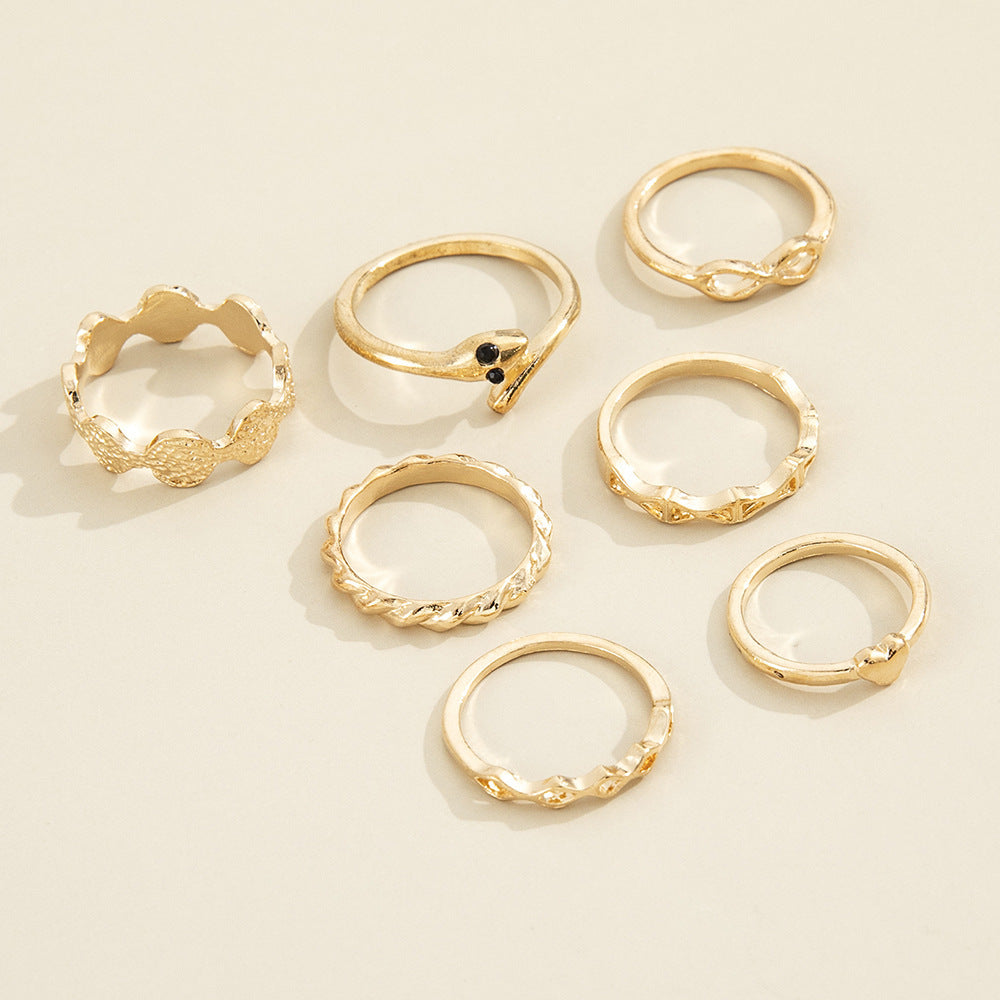 Womens Gold Plated Snake Ring Retro Black Eyed Ring European Fashion Metal Ring Eye Elements Jewelry Gift Her