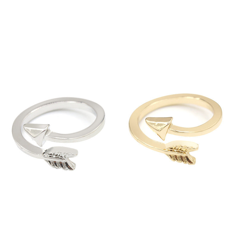 Unisex Arrow Ring Adjustable Alloy Band Fashion Ring With Simple Open Design And Electroplated Finish For Everyday Wear