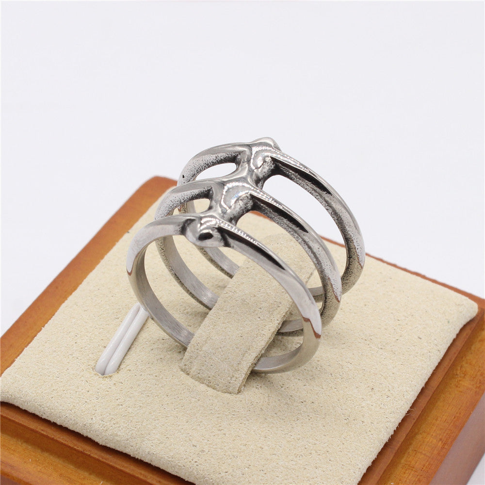 Mens Womens Titanium Steel Ring Three Ring Design Fashion Jewelry Cool Statement Ring Unisex Accessories Band Ring For Him or Her