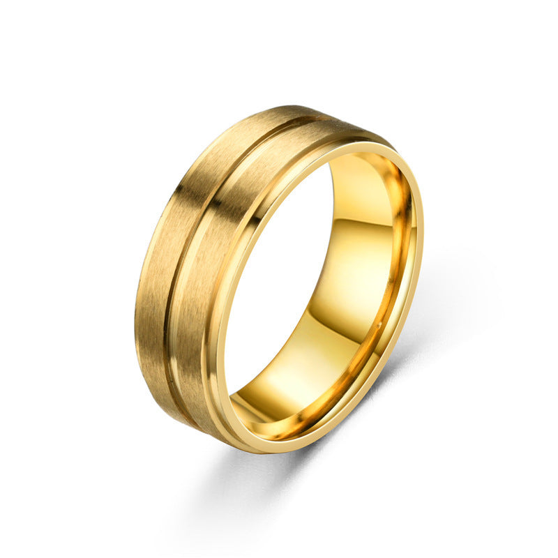 Men Stainless Steel Geometric Ring Black Matte Wide Band