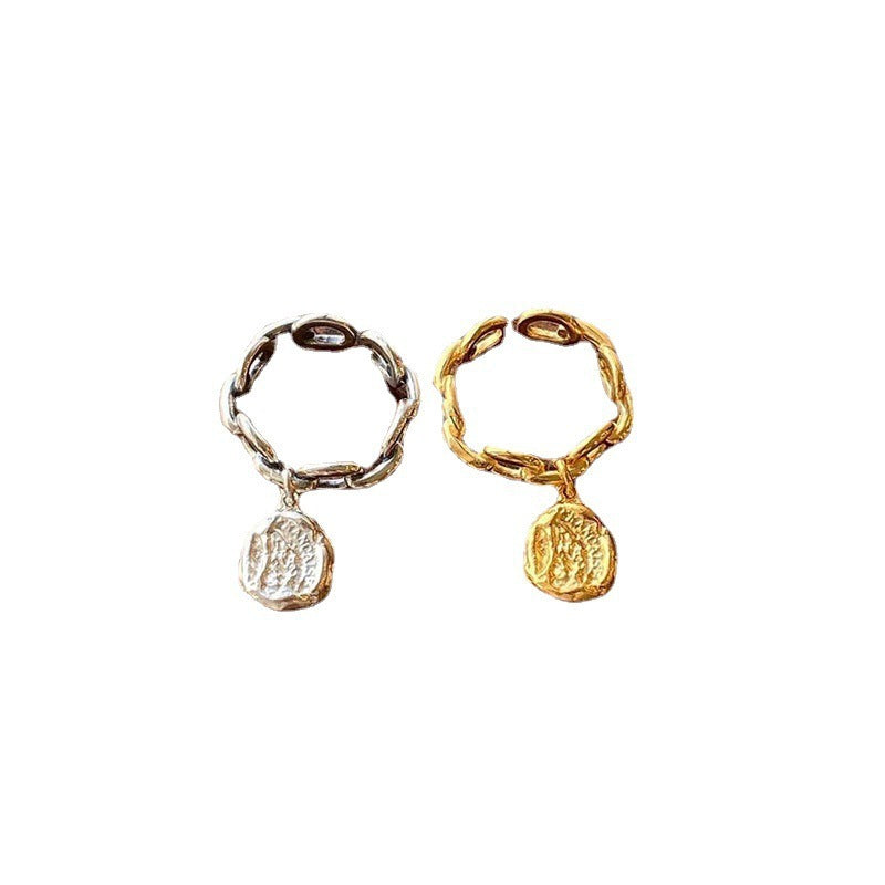 Platinum Plated Irregular Round Ring With Hollow Open Design Adjustable Size For Women Jewelry Chic Style Ring