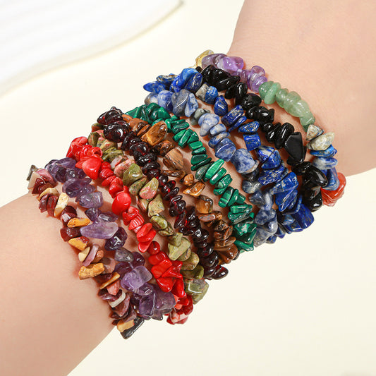Handmade Natural Crystal Gravel Bracelet Agate Aventurine Irregular Chips Bracelet Women Unique Jewelry Gifts