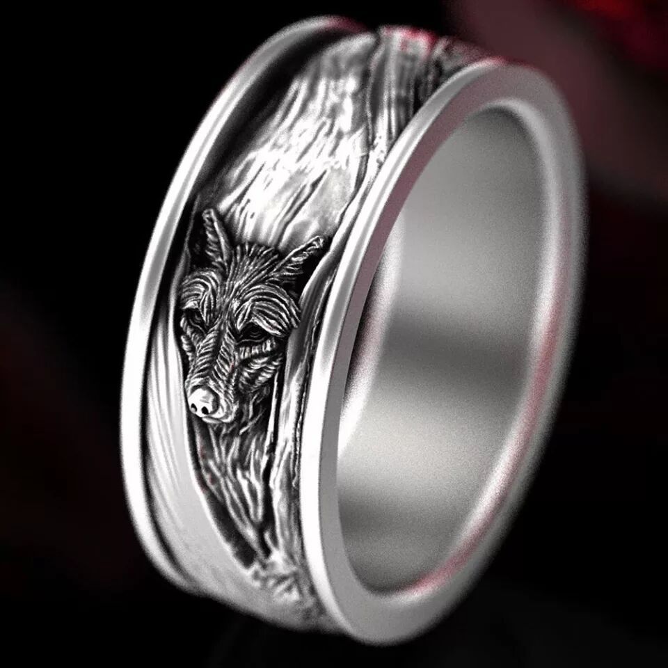 Mens Wolf Ring Vintage Animal Ring Punk Alloy Ring Electroplated Finish Statement Jewelry For Men And Women Fashionable