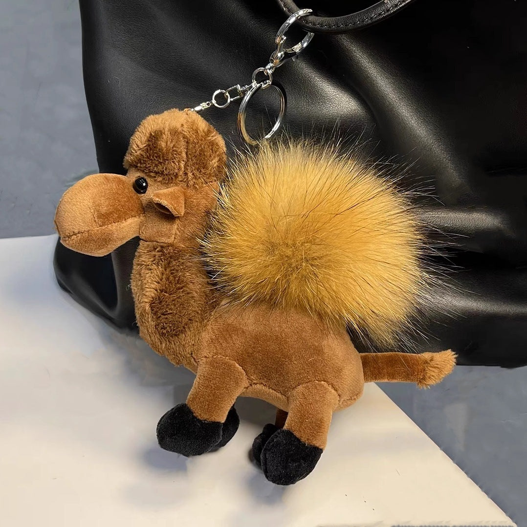 Cute Fur Ball Camel Doll Keychain Pendant Cartoon Animal