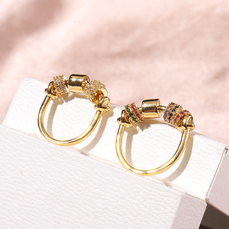Gold Plated Ring Circle Design With 3A Zircon Embellished Hypoallergenic Copper Base Jewelry Accessory Everyday Wear