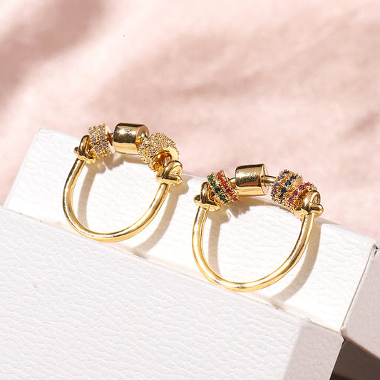 Gold Plated Ring Circle Design With 3A Zircon Embellished Hypoallergenic Copper Base Jewelry Accessory Everyday Wear